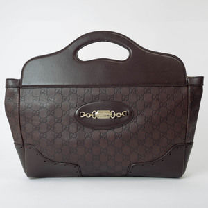 Gucci Guccisima Horsebit Leather Handbag Brown